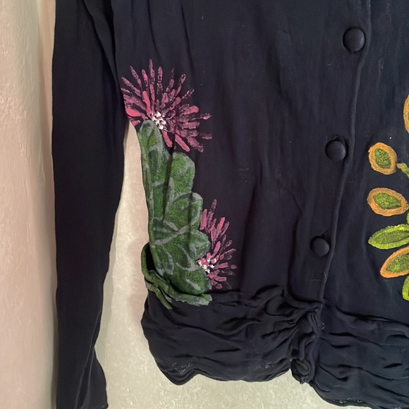 Anthropologie Leifsdottir Hand Painted Crane Bird Cardigan S - Picture 6 of 9